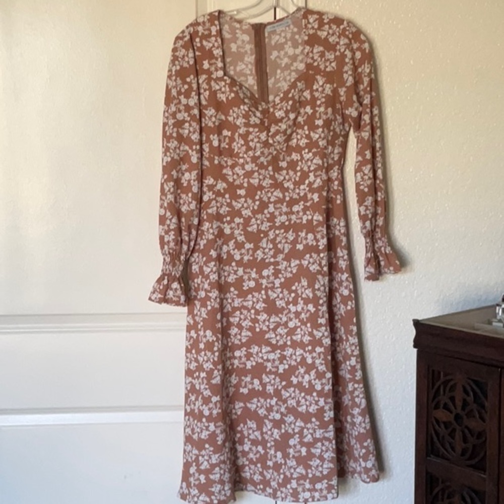 Brown and white floral dress